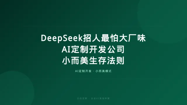 DeepSeek招人最怕“大厂味”，AI定制开发公司的“小而美”生存法则