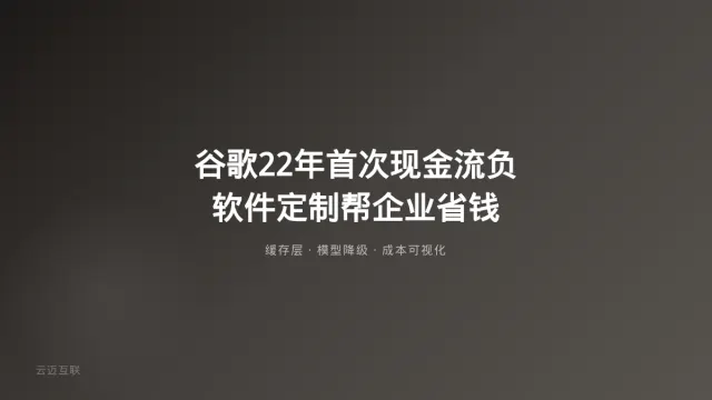 谷歌22年来首次现金流转负、AI大跃进连巨头的钱都扛不住，软件定制开发如何帮企业「把钱花在刀刃上」？