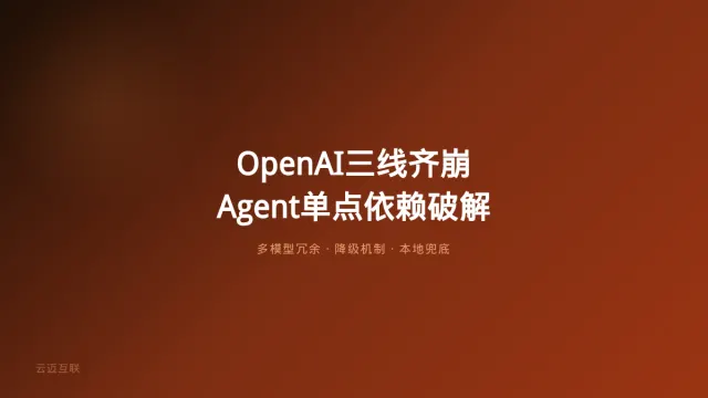 OpenAI三线齐崩：Codex也断了，Agent时代的「宕机账单」怎么算？AI智能体开发如何破解单点依赖？