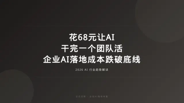 花68元让AI干完一个团队活？企业AI落地成本已跌破心理线